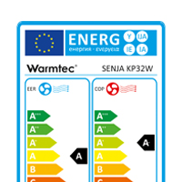 Klasa energetyczna A/ A+ klimatyzatora Warmtec Senja KP32W
